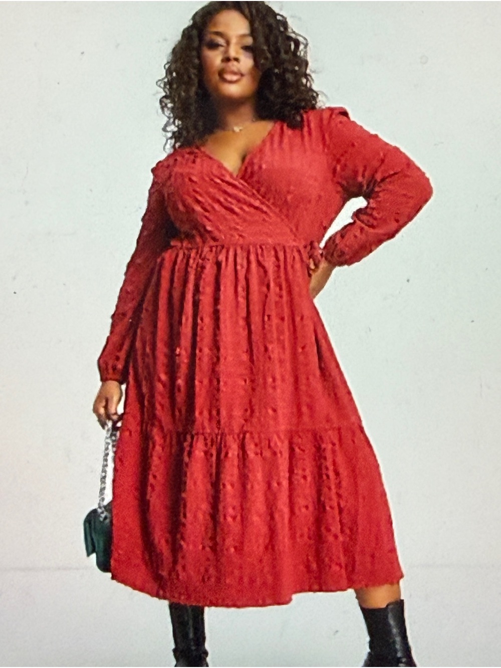 Simply Be Red Long Sleeve Midi Dress plus size 20